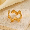 Ladies Stainless Steel Geometric Hammer Pattern Oval Irregular Open Ring With Electroplating
