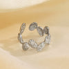 Ladies Stainless Steel Geometric Hammer Pattern Oval Irregular Open Ring With Electroplating