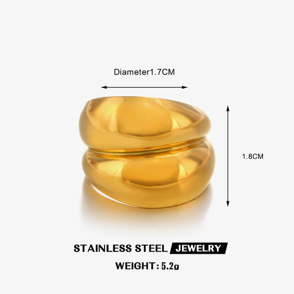 Ladies Stainless Steel Geometric Hip Hop Shaped Opening Electroplated Ring