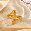 Ladies Stainless Steel Geometric Hollow Ring Electroplated Design