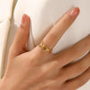Ladies Stainless Steel Geometric Hollow Round Electroplated Ring