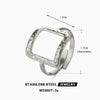 Ladies Stainless Steel Geometric Hollow Square Hip Hop Hammered Electroplated Ring