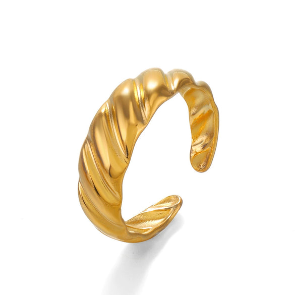 Ladies Stainless Steel Geometric Irregular Hip Hop Adjustable Ring With Electroplating