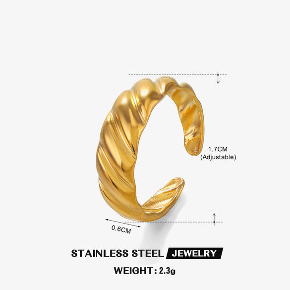 Ladies Stainless Steel Geometric Irregular Hip Hop Adjustable Ring With Electroplating