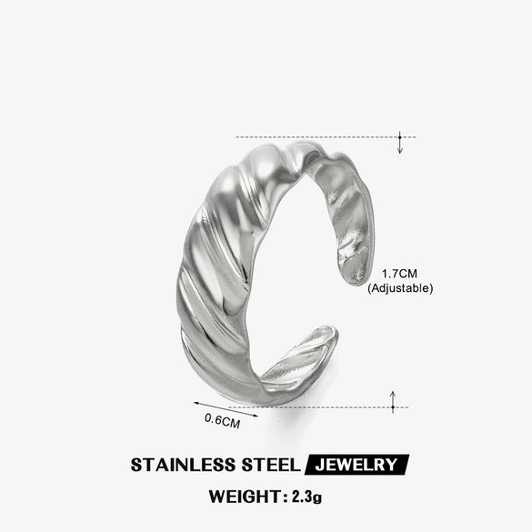 Ladies Stainless Steel Geometric Irregular Hip Hop Adjustable Ring With Electroplating
