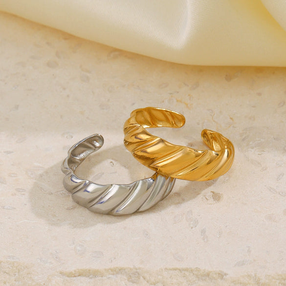 Ladies Stainless Steel Geometric Irregular Hip Hop Adjustable Ring With Electroplating