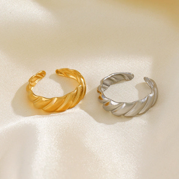 Ladies Stainless Steel Geometric Irregular Hip Hop Adjustable Ring With Electroplating