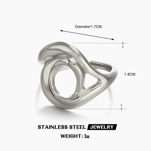 Ladies Stainless Steel Geometric Irregular Shaped Hollow Opening Electroplated Ring
