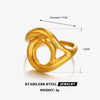 Ladies Stainless Steel Geometric Irregular Shaped Hollow Opening Electroplated Ring