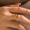 Ladies Stainless Steel Geometric Multilayer Line Hip Hop Exaggerated Vacuum Plated Ring