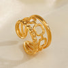 Ladies Stainless Steel Geometric Open Ring With Real Gold Plating Hip Hop Style