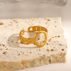 Ladies Stainless Steel Geometric Oval Hollow Electroplated Ring