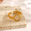 Ladies Stainless Steel Geometric Oval Hollow Electroplated Ring