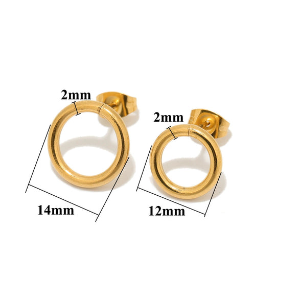 Ladies Stainless Steel Geometric Round Hollow Electroplated Earrings