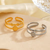 Ladies Stainless Steel Geometric Round Opening Adjustable Ring 18K Gold Plated