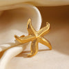 Ladies Stainless Steel Geometric Starfish Open Ring Electroplated Hiphop Style