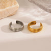 Ladies Stainless Steel Geometric Striped Open Ring Electroplated