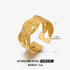 Ladies Stainless Steel Geometric Style Opening Adjustable Ring With Electroplating And 18K Gold Plated
