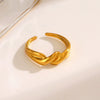 Ladies Stainless Steel Geometric Twist Finger Ring With Electroplating Design