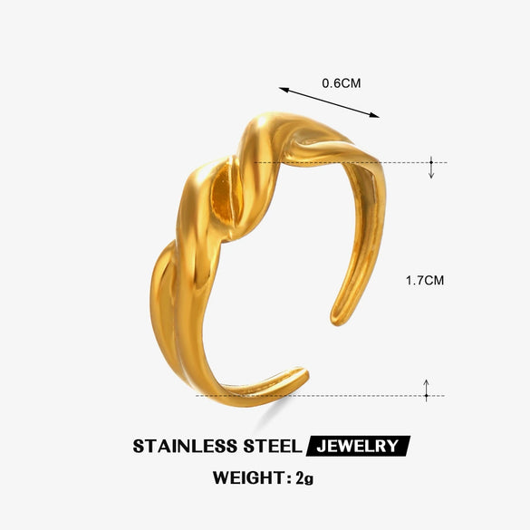 Ladies Stainless Steel Geometric Twist Finger Ring With Electroplating Design
