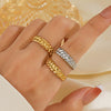Ladies Stainless Steel Geometric Twist Opening Adjustable Ring With Real Gold Electroplated