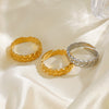 Ladies Stainless Steel Geometric Twist Opening Adjustable Ring With Real Gold Electroplated