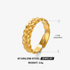 Ladies Stainless Steel Geometric Twist Opening Adjustable Ring With Real Gold Electroplated