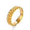 Ladies Stainless Steel Geometric Twist Opening Adjustable Ring With Real Gold Electroplated
