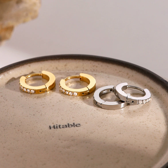 Ladies Stainless Steel Geometric Zircon Ear Jewelry With High Design Sense