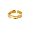 Ladies Stainless Steel Gold Plated Adjustable Wave Opening Ring With Electroplating