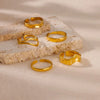 Ladies Stainless Steel Gold Plated Adjustable Wave Opening Ring With Electroplating