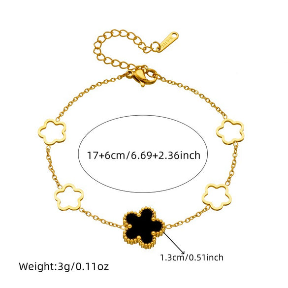 Ladies Stainless Steel Goldplated Bracelet With Flower Hollow Design And Korean Fashion Style