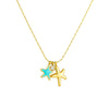 Ladies Stainless Steel Goldplated Necklace With Fashion Simple Fresh Oil Dripping Blue Starfish Pendant And Snake Bone Chain