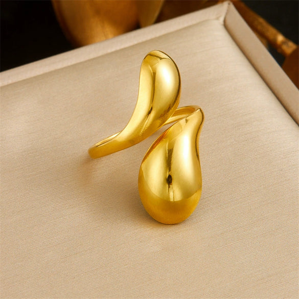 Ladies Stainless Steel Hollow Smooth Water Drop Bracelet With Love Bells Pattern Electroplated