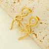 Ladies 316L Stainless Steel 18K Gold Plated Snake Earrings Animal Style