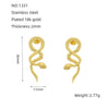 Ladies 316L Stainless Steel 18K Gold Plated Snake Earrings Animal Style