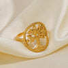 Ladies Stainless Steel Life Tree Round Ring With Electroplating