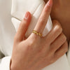 Ladies Stainless Steel Open Ring With Rattan Design And Leaf Pattern 18K Gold Plated