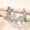 Ladies Stainless Steel Open Wide Edition Hollow Geometric Flower Leaf Exaggerated Style Electroplated Bracelet