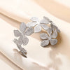 Ladies Stainless Steel Open Wide Edition Hollow Geometric Flower Leaf Exaggerated Style Electroplated Bracelet