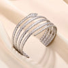 Ladies Stainless Steel Open Wide Edition Hollow Geometric Flower Leaf Exaggerated Style Electroplated Bracelet