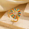 Ladies Stainless Steel Rhinestones Geometric Round Hollow Electroplated Ring