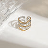Ladies Stainless Steel Ring With Gold And Silver Color Matching Geometric Pattern And Electroplating
