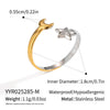 Ladies Stainless Steel Star And Moon Color Matching Geometric Ring With Electroplating Opening Elegant Non Fading Waterproof Jewelry