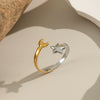 Ladies Stainless Steel Star And Moon Color Matching Geometric Ring With Electroplating Opening Elegant Non Fading Waterproof Jewelry