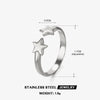 Ladies Stainless Steel Star Open Ring Electroplated