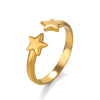 Ladies Stainless Steel Star Open Ring Electroplated