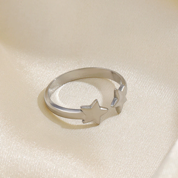 Ladies Stainless Steel Star Open Ring Electroplated