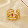 Ladies Stainless Steel Star Shape Opening Ring With Electroplating Natural Style