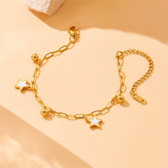 Ladies Stainless Steel Star Shape Pendant Bracelet With Fashion Design And Vacuum Plating